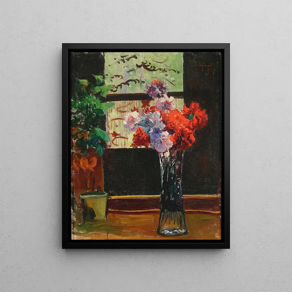 Flowers in a Vase - Leon Wyczółkowski — framed artwork on a wall