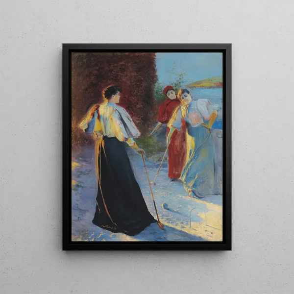 Croquet Game - Leon Wyczółkowski — framed artwork on a wall