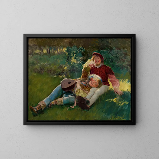 Joyful Children - Leon Wyczółkowski — framed artwork on a wall