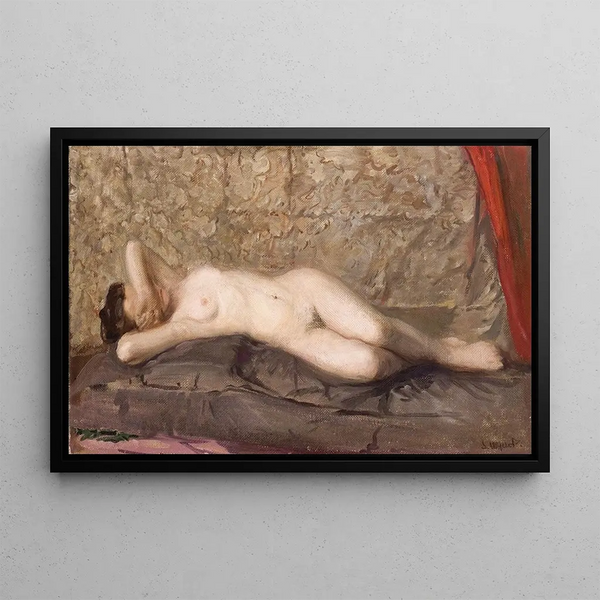 Femme nue allongée - Leon Wyczółkowski — framed artwork on a wall