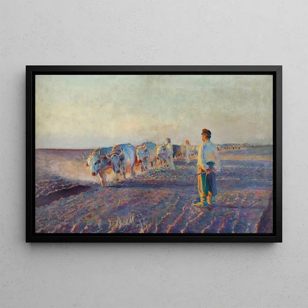 Labourage en Ukraine - Leon Wyczółkowski — framed artwork on a wall
