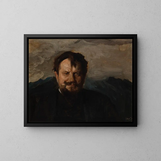 Portrait Painting of Jan Kasprowicz - Leon Wyczółkowski — framed artwork on a wall