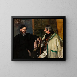 Portrait of Stanisław Witkiewicz with Wojciech Roj - Leon Wyczółkowski — framed artwork on a wall