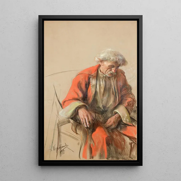 Portrait Painting of Krzesawice - Leon Wyczółkowski — framed artwork on a wall