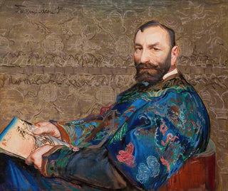 Portrait of Feliks Jasieski in a white suit - Leon Wyczółkowski — artwork view