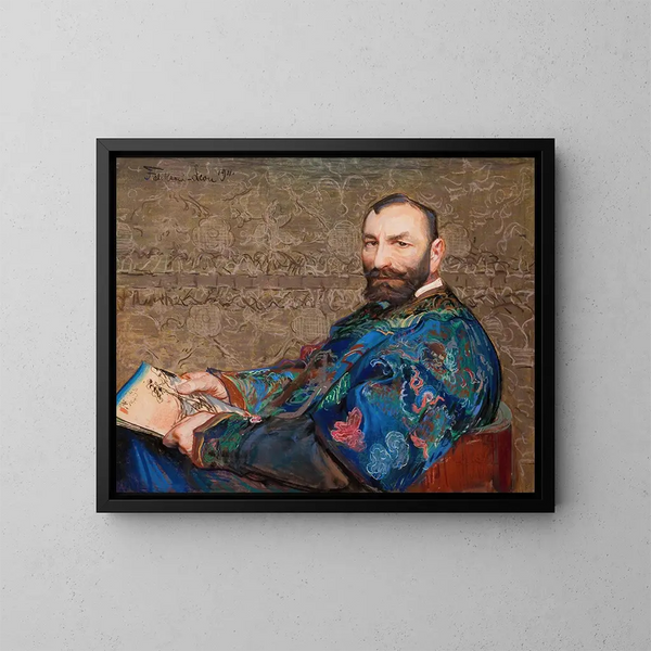 Portrait of Feliks Jasieski in a white suit - Leon Wyczółkowski — framed artwork on a wall