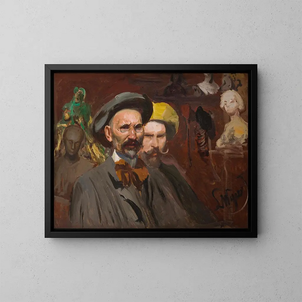 Self-portrait with Konstanty Laszczka - Leon Wyczółkowski — framed artwork on a wall