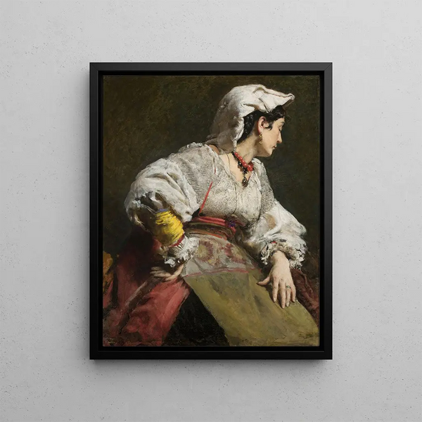 Study of an Italian Woman - Leon Wyczółkowski — framed artwork on a wall