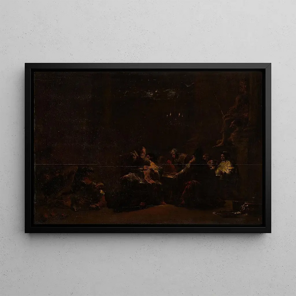 Pashur striking Jeremiah in the Temple - Leonaert Bramer — framed artwork on a wall