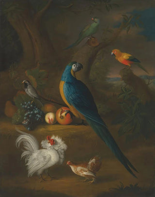 Leonard Hbner - A macaw and other birds in a landscape.webp