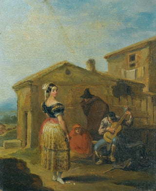 Leonardo Alenza y Nieto - A Woman Standing Before A Musical Group.webp