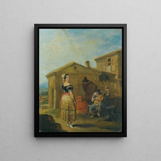 Leonardo Alenza y Nieto - A Woman Standing Before A Musical Group.webp