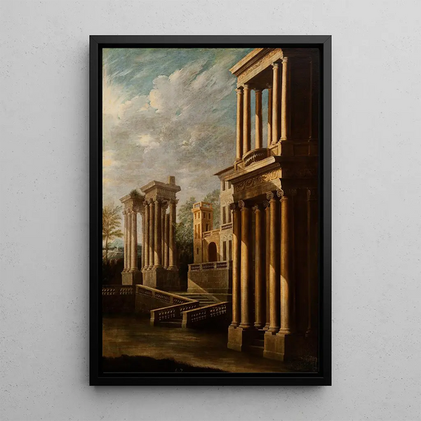 Exterior view of buildings - Leonardo Coccorante — framed artwork on a wall