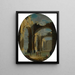 Ruins of a church with figures - Leonardo Coccorante — framed artwork on a wall