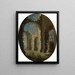Ruins of a church with figures and a statue of Hercules - Leonardo Coccorante — framed artwork on a wall