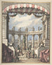 Theatre Decor Project Painting: a classical courtyard and a colonnade with a Minerva statue - Leonardo Marini — artwork view