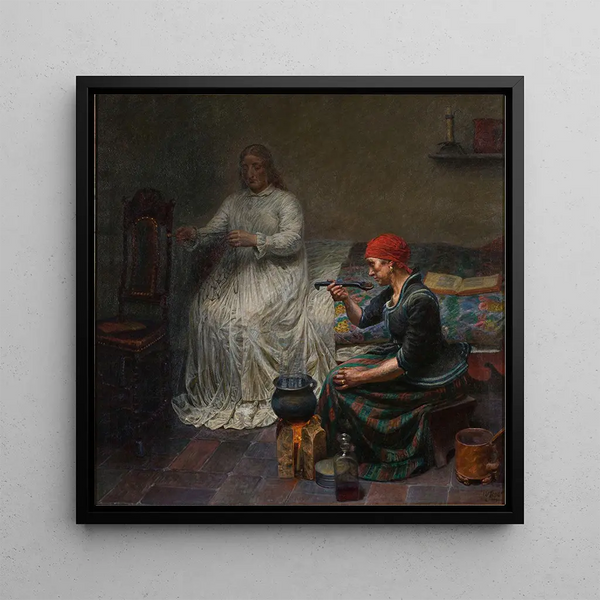Leonora Christina à Blaataarn La femme cuisine de la bouillie - Kristian Zahrtmann — framed artwork on a wall