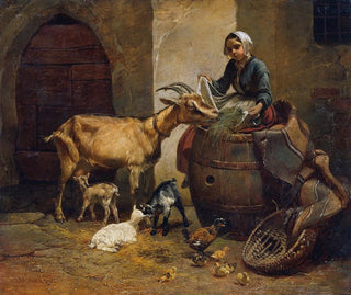 Girl with a goat - Leopold Brunner — artwork view