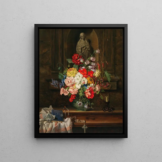 Leopold Brunner the Elder - Madonna in a Niche with a Sumptuous Bouquet of Flowers.webp