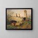 Boy and girl with sheep and goats - Leopold Brunner the Younger — framed artwork on a wall