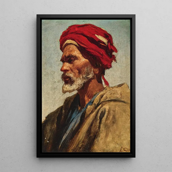 An Arab with a red turban - Leopold Carl Müller — framed artwork on a wall