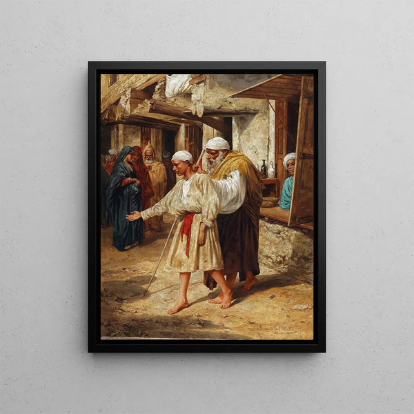 Mendiant aveugle - Leopold Carl Müller — framed artwork on a wall
