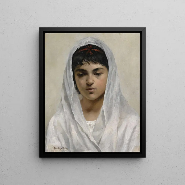 Girl in White - Leopold Carl Müller — framed artwork on a wall