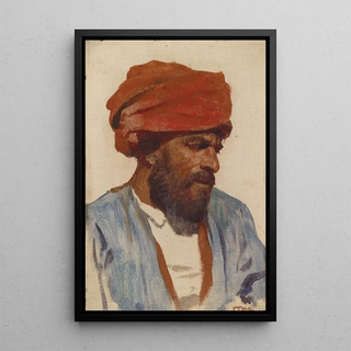 Portrait of an Oriental - Leopold Carl Müller — framed artwork on a wall