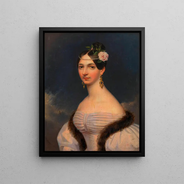 Dame inconnue en robe violette - Leopold Fertbauer — framed artwork on a wall