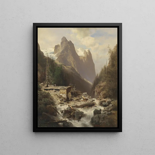 View of the Brenta Group - Leopold Heinrich Vöscher — framed artwork on a wall