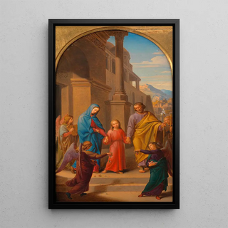 the Holy Family walking towards the temple, sketch for an altarpiece in the parish church of Lichtental - Leopold Kupelwieser — framed artwork on a wall