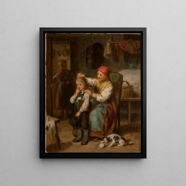 Preparation for School - Leopold Löffler — framed artwork on a wall