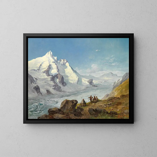 Group of climbers beside - Leopold Munsch — framed artwork on a wall