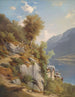 Summer landscape painting with view of Lake Hallstatt - Leopold Munsch — artwork view