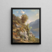 Summer landscape painting with view of Lake Hallstatt - Leopold Munsch — framed artwork on a wall
