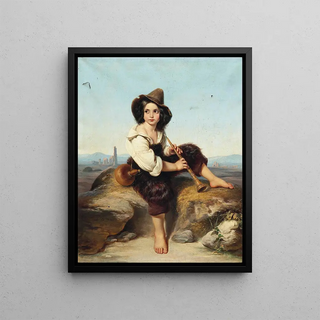 Leopold Pollak - A little shepherd playing the oboe at the Claudia Aqueduct on the Roman Compagna.webp