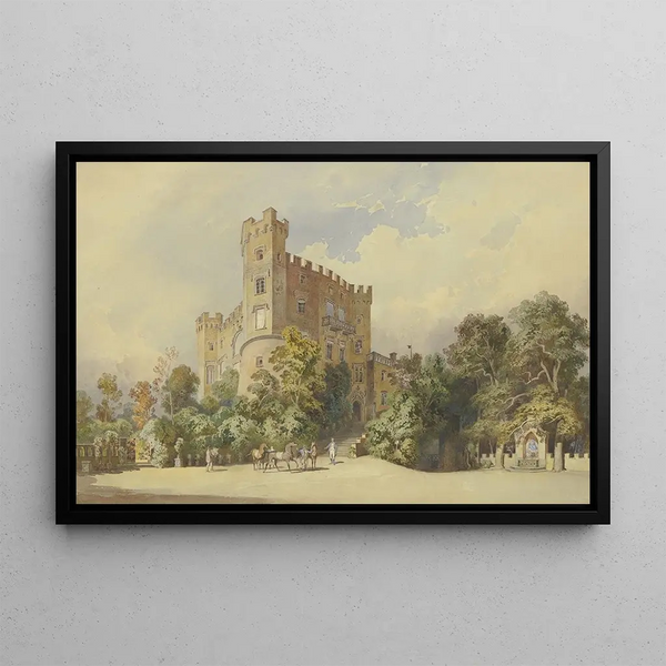 Cour du château de Hohenschwangau avec la fontaine de Marie - Leopold Rottmann — framed artwork on a wall