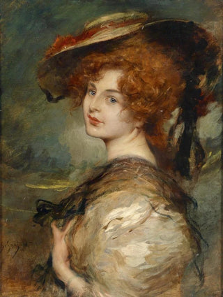 Leopold Schmutzler - Bildnis einer Dame mit rotem Haar und Hut.webp