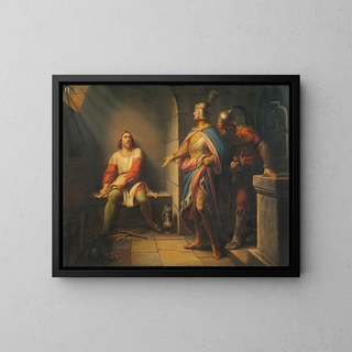 Ludwig the Bavarian announces to Frederick the Fair in 1314 his release and offers him the co-principality - Leopold Schulz — framed artwork on a wall