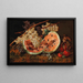 Still life with watermelon and grapes - Leopold Zinngger — framed artwork on a wall