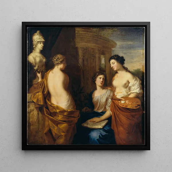 Les Arts autour du buste de la reine Kristina de Suède - David Klöcker Ehrenstrahl — wall display of the artwork