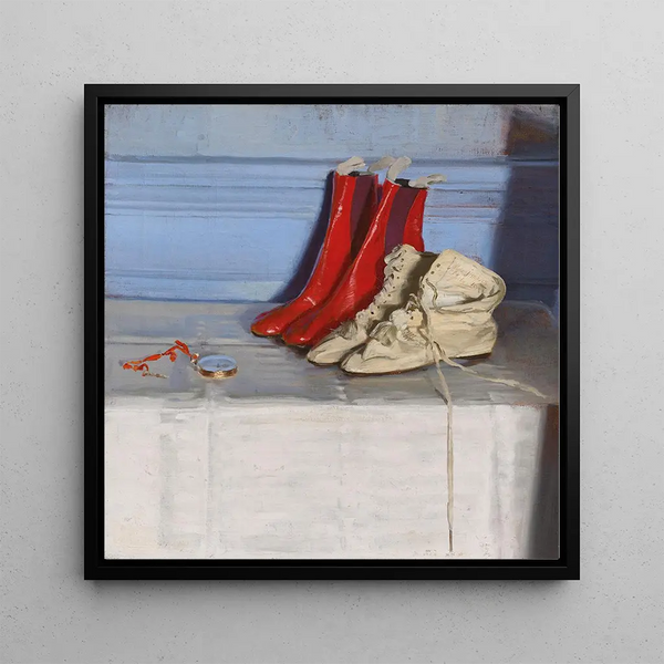 Les Bottes de Miss Simpson - William Nicholson — framed artwork on a wall