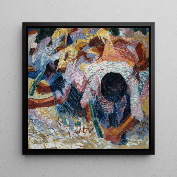 Les Pavés de la rue - Umberto Boccioni — framed artwork on a wall