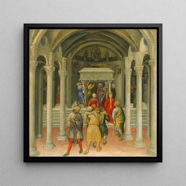 Les estropiés et les malades guéris au tombeau de Saint Nicolas - Gentile da Fabriano — framed artwork on a wall