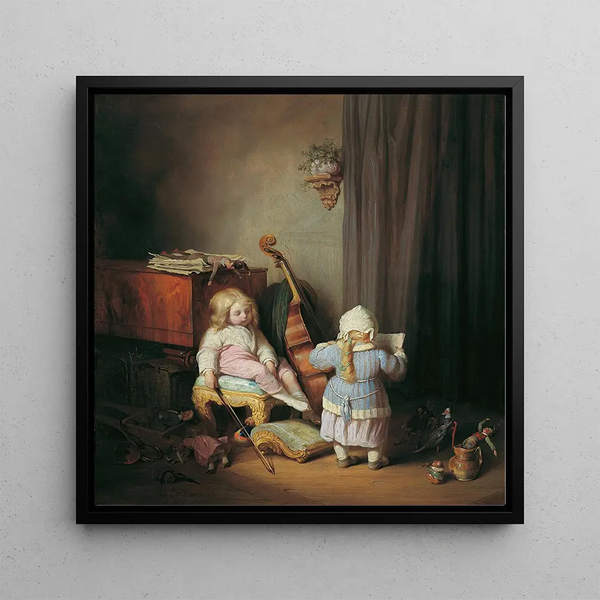 Les petits virtuoses - Josef Danhauser — framed artwork on a wall