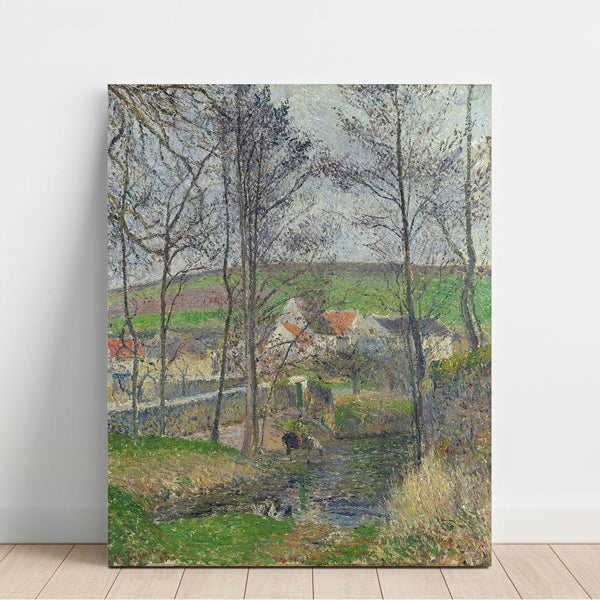 Reproduction of the painting Les rives de la Viosne à Osny par temps gris, en hiver - Camille Pissarro