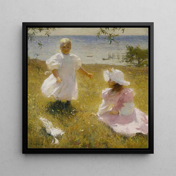 The Sisters - Frank Weston Benson — framed artwork on a wall