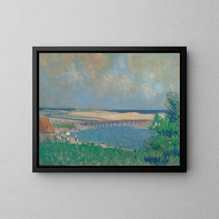 Beach Scene Painting - Leslie Prince Thompson — framed artwork on a wall