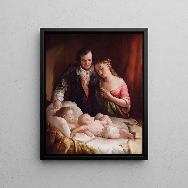 Domestic happiness - Lilly Martin Spencer — framed artwork on a wall