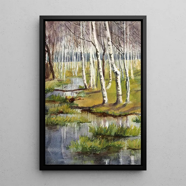 Birches - Lilly Walther — framed artwork on a wall